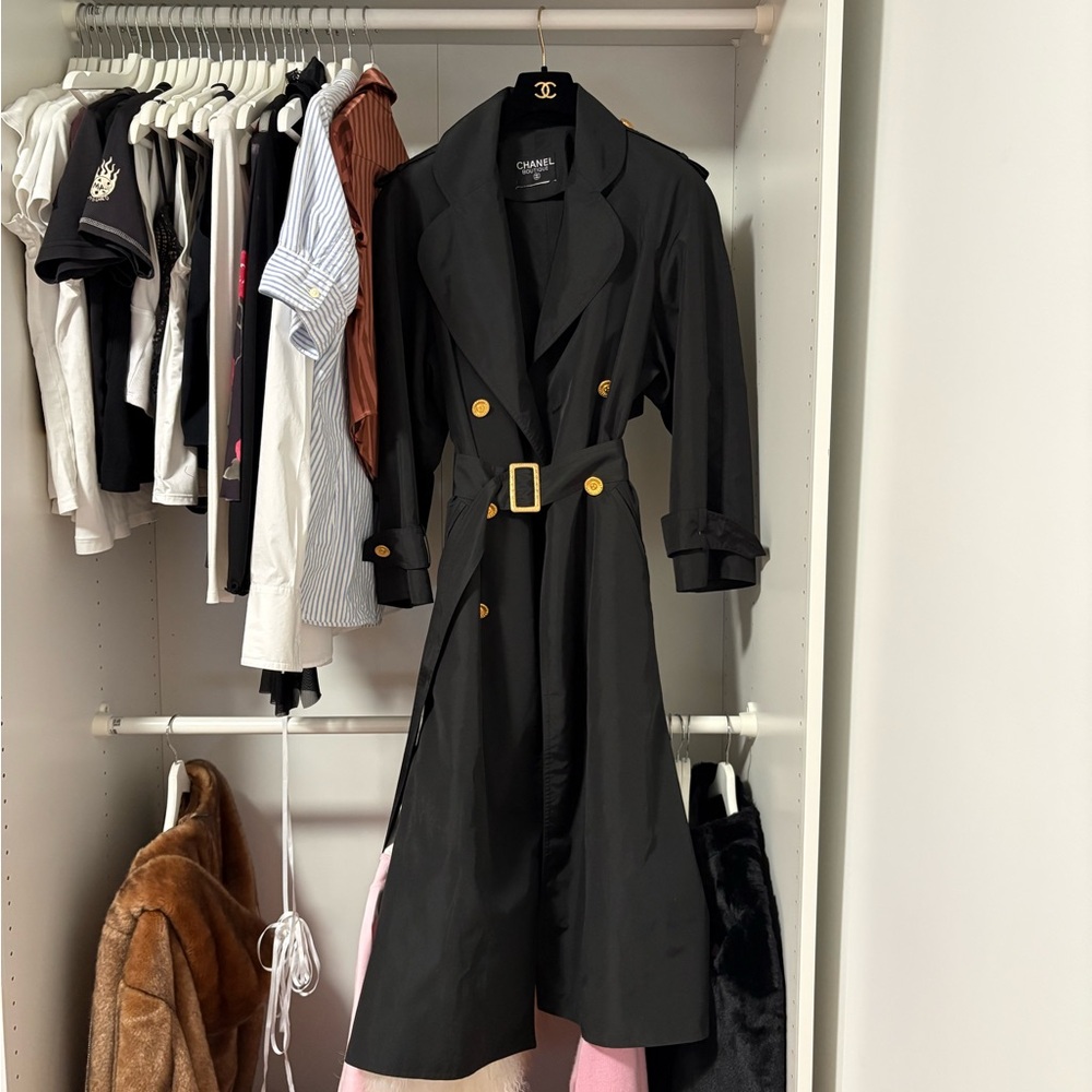 Vintage Chanel Black Trench Coat Jacket